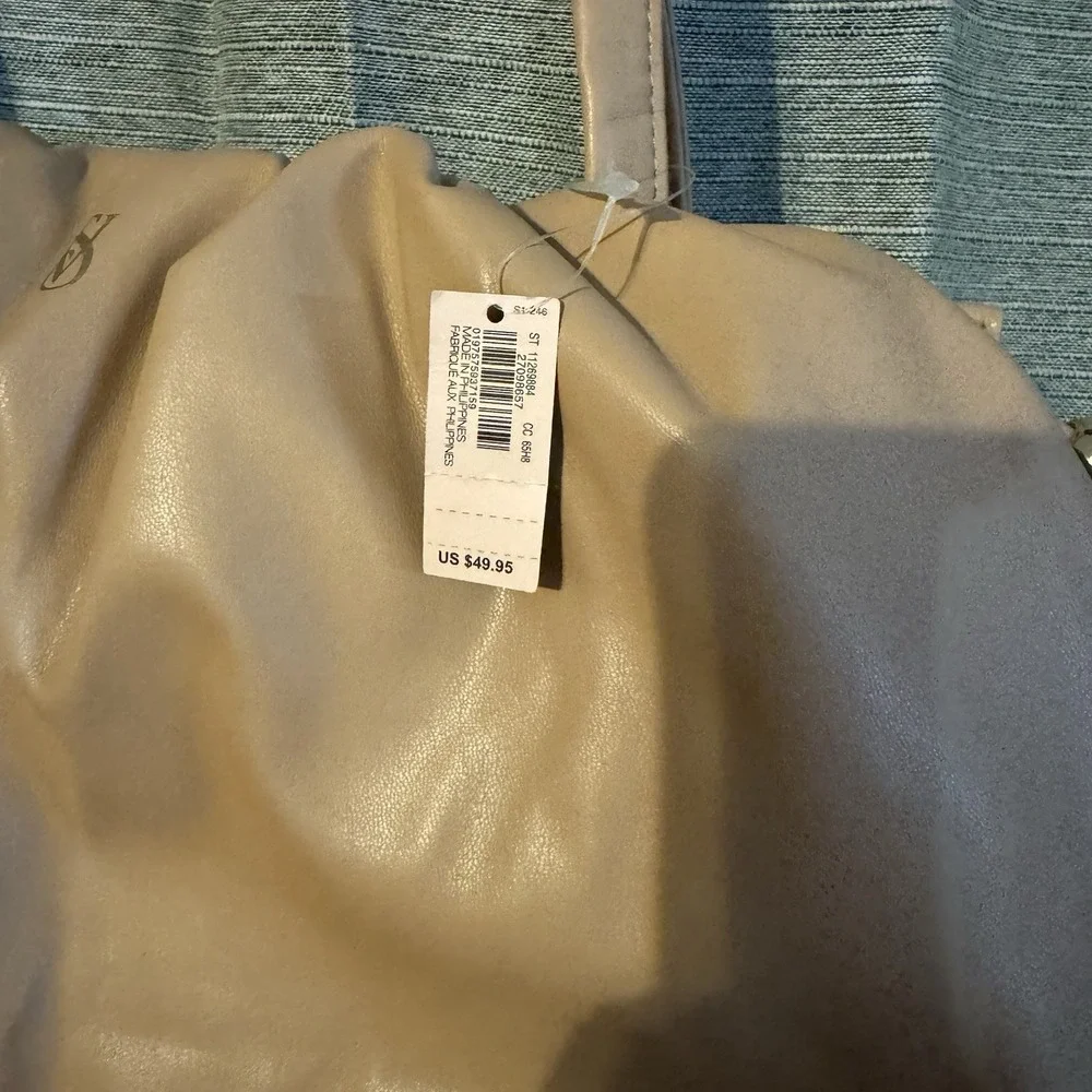NWT Victoria's‎ Secret Slouchy Satchel Taupe Purse Handbag Gold Detail Tassel